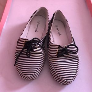 Striped slip on shoes